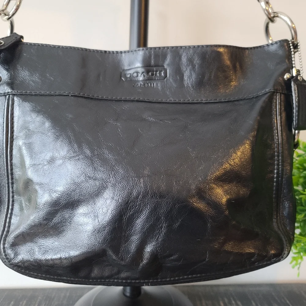 Coach Zoe Black Leather Hobo Shoulder Bag #F15478 - Picture 2 of 14